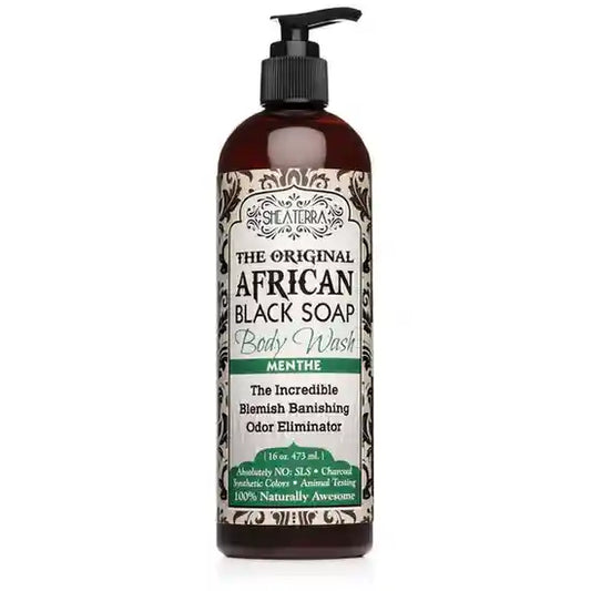 100% Naturally Original African Black Soap Body Wash MENTHE